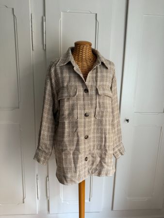 Jacke beige kariert leicht M/L