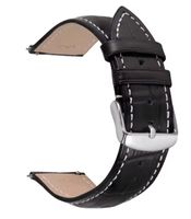 14mm Leder Uhrenarmband, schwarz, Naht weiss, Uhrenband,