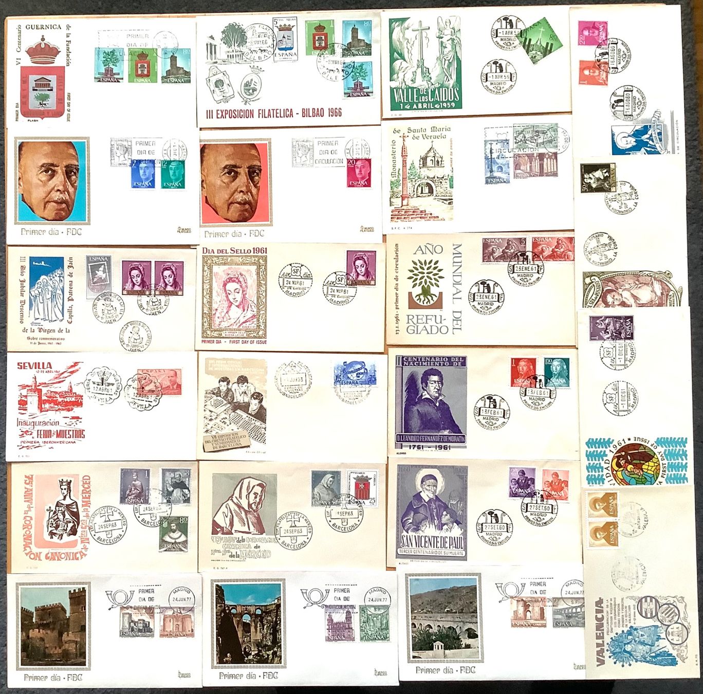 Tutti i francobolli: 1953 / 1977  - Spanien - FDC 22 Stk. – Nuovo (secondo la descrizione) da Liestal venduto da Skunk02