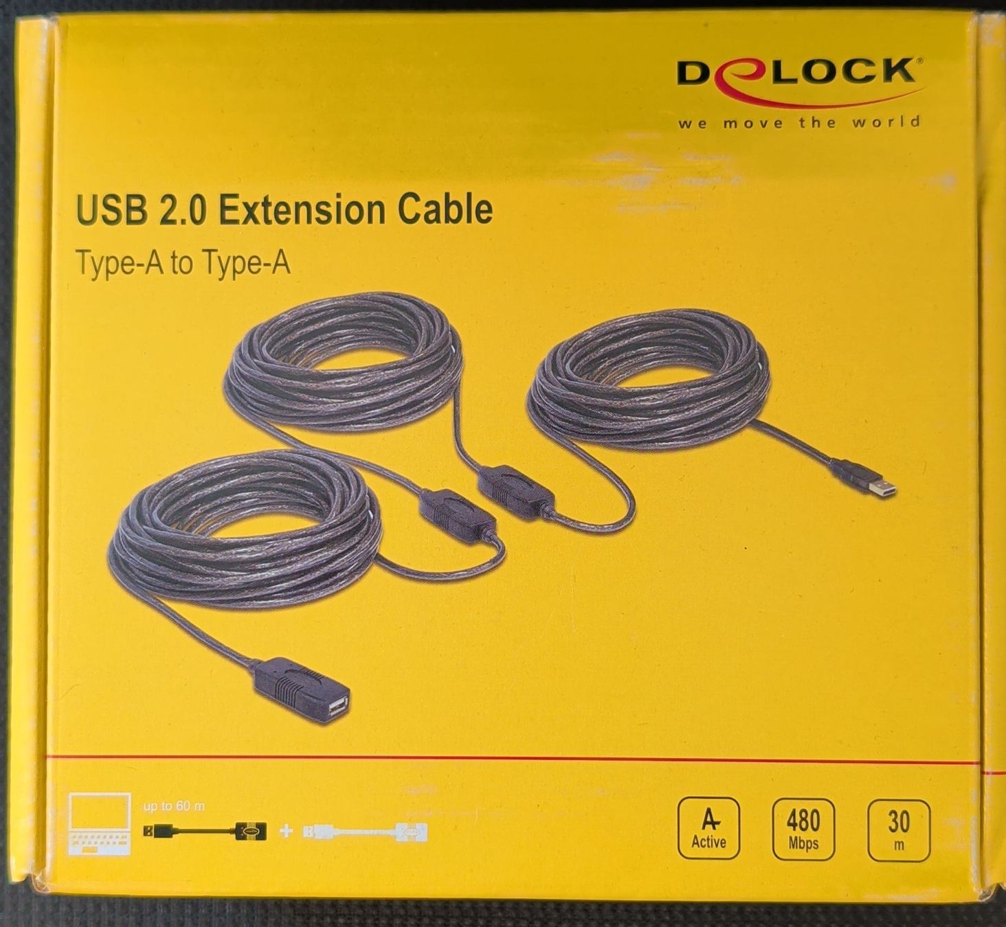 Câbles: DELOCK USB 2.0 Extension Cable Type-A to Type-A 30m – Neuf (Voir description) à Kestenholz par Rschulze