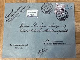 Brief Oerlikon 1896, abgereist