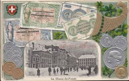 CHAUX-de-FONDS, carte fenêtre avec la place neuve