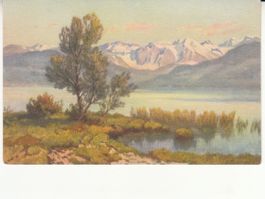 Motivkarte Landschaft Zürichsee Wäggitaler Berge ca. 1940
