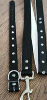 Schwarze Hundeleine mit Halsband mit Diamanten, Leder Neu