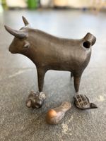 Toro/ Stier Keramik handgefertigt vintage Flöte retro
