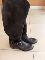 Schwarze Lederstiefel mit Schnalle, Gr. 38, Damen