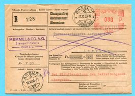 Einzugsauftrag Basel 1953 - Abs: Memmel & Co. mit Quittung