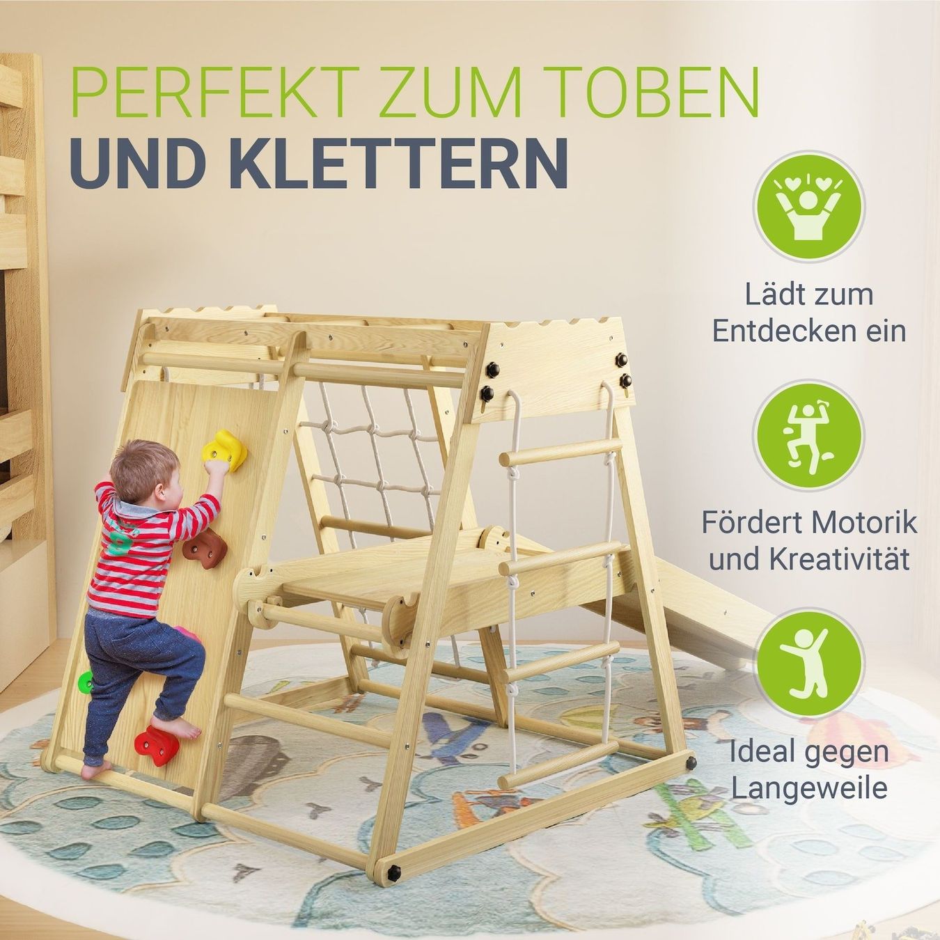 Pareti & prese d'arrampicata: Kinder Klettergerüst - Kiefernholz – Nuovo e nell'imballaggio originale da Winterthur venduto da aredo 1
