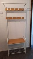 VASAGLE LINDA Garderobe mit/und Schuhregal Weiß-Naturfarbe