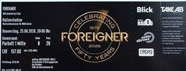1 Ticket Foreigner Konzert Zürich - Sitzplatz Parkett 1Mitte