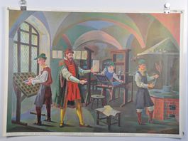 Schulwandbild  Gutenberg Buchdruck #B