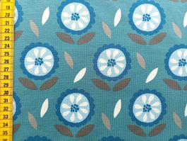 Jersey Rundblumen petrol