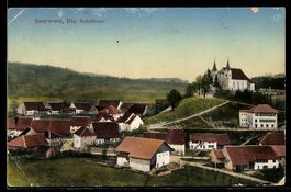AK Seewen /SO, Ortsansicht mit Kirche auf dem Hügel