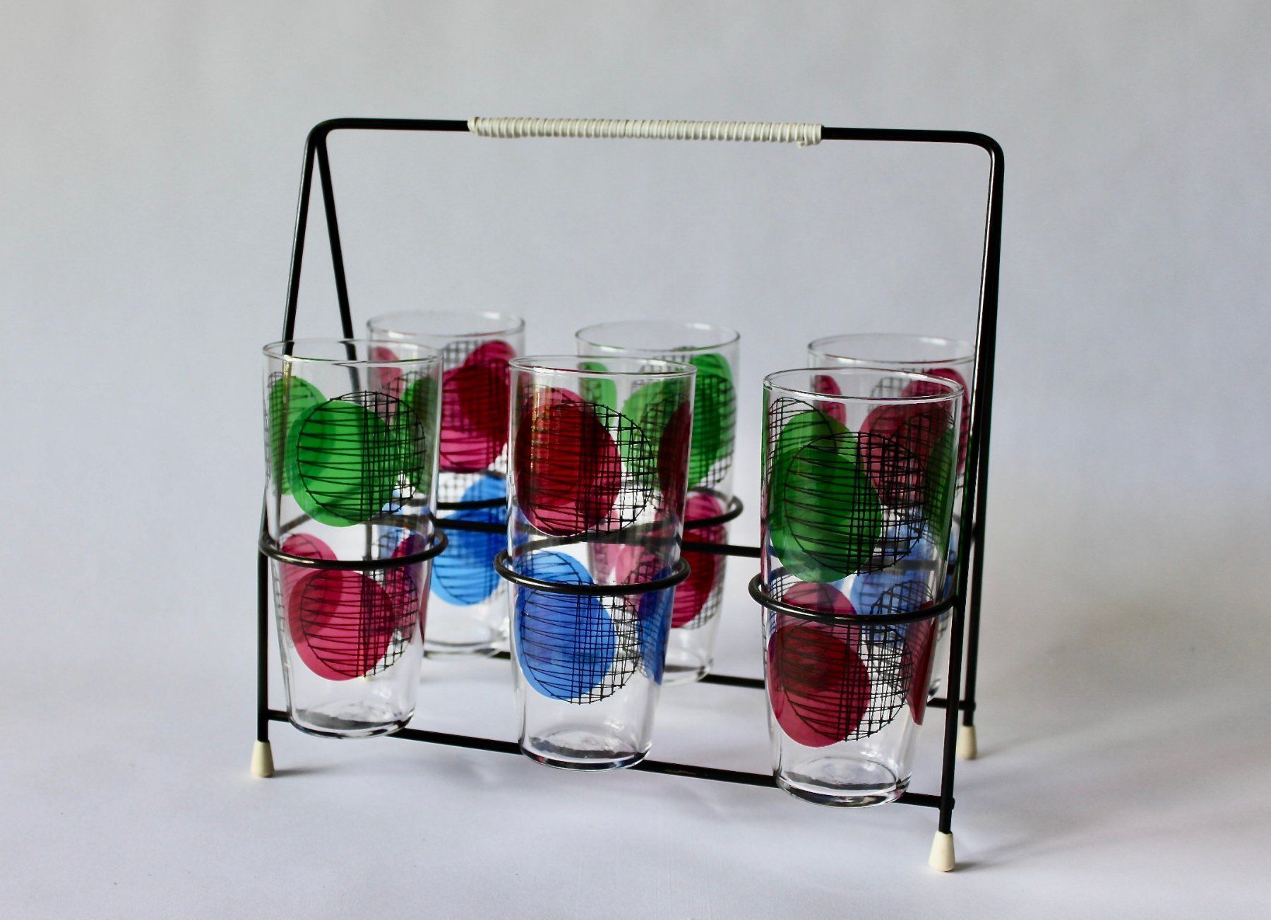 Bicchieri: SCHÖNER GLASHALTER MIT 6 TOLLEN GLÄSER, VINTAGE. – Usato da Grandcour venduto da Flowerstyle 1