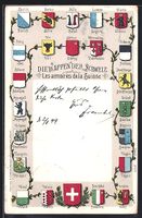 AK Zürich, Die Wappen der Schweiz, 1899