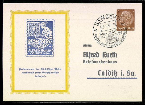Cancelleria postale: Colditz i. Sa., Briefmarke mit Reklame f – Usato da Berlin venduto da bartko-reher