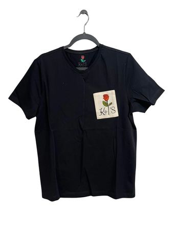 Schwarzes T-Shirt mit Rosenmotiv "Ke‘S" Gr. M