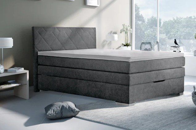 Letti: Boxspringbett mit Bettkasten, Stoff anthrazit, 140 x 200 – Nuovo (secondo la descrizione) da Frauenkappelen venduto da Doc_Snyder