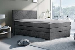 Boxspringbett mit Bettkasten, Stoff anthrazit, 140 x 200