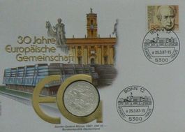 Numisbrief 30 Jahre Europäische Gemeinschaft Silbermünze