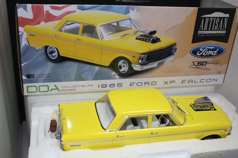 1965 FORD XP FALCON SEDAN YELLOW DRAG CAR 1:18 GREENLIGHT (Neu und ...