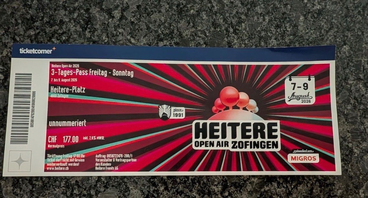 Billets: Heitere 3-Tages pass – Neuf avec emballage d'origine à Eich par dav_2ylt
