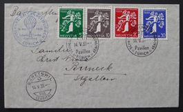 1939 LANDI, deutsche Serie auf Brief, Ballon - Flug Zürich