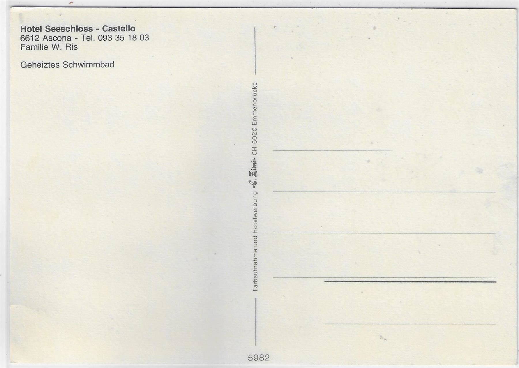 Cartoline postali: Hotel Seeschloss-Castello Ascona – Usato da Ettingen venduto da Kartenplanet 1