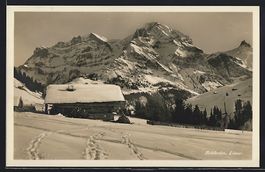Adelboden, Lohner, Gebäude mit Gipfelpa