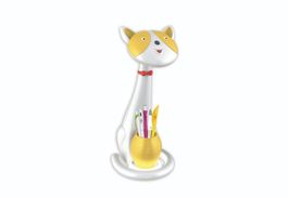 Gelb-weisse Katze, LED-Tischlampe dimmbar, mit Nachtlicht