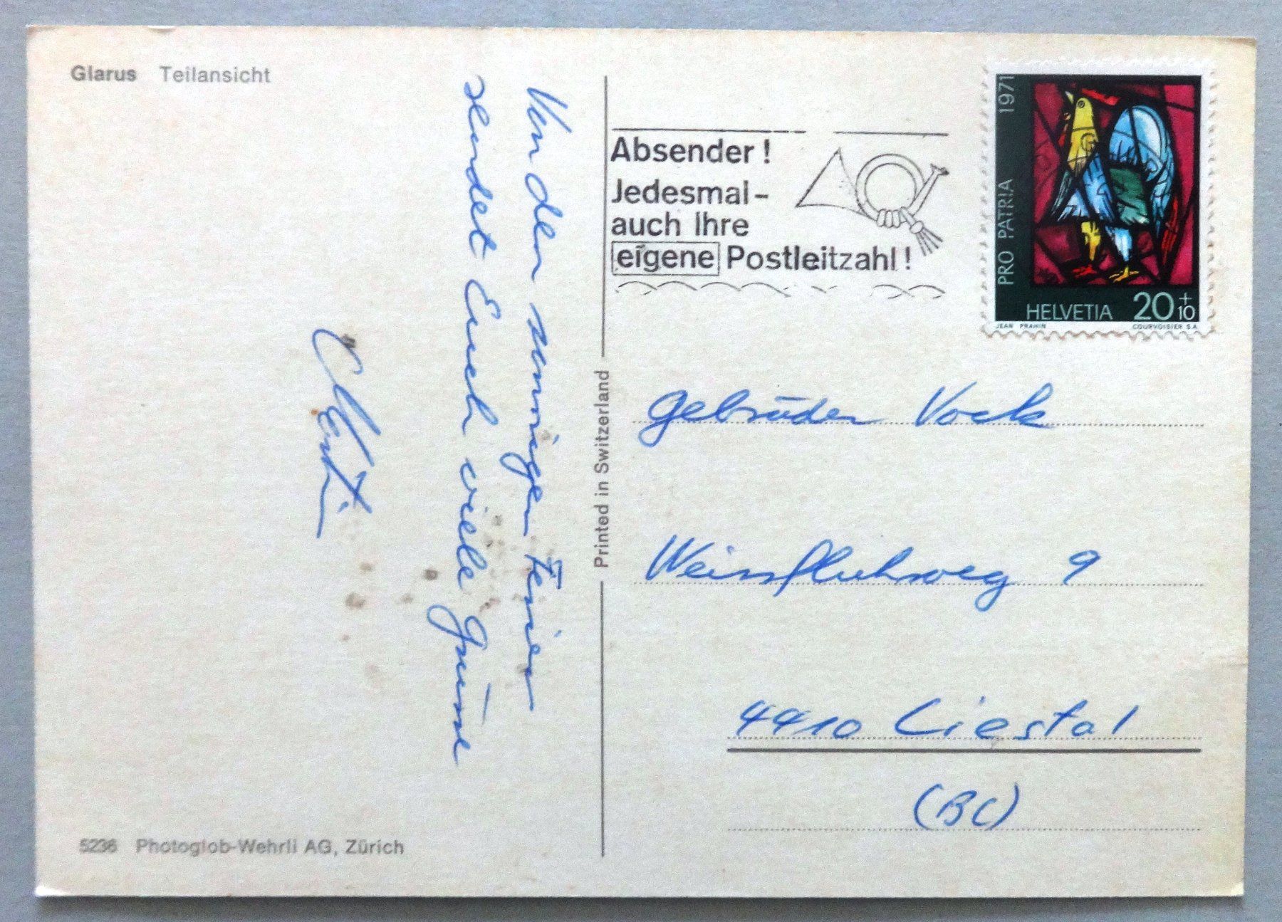 Cartes postales: Glarus - Teilansicht – Défectueux à Fétigny par Billy2miny 1