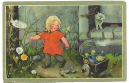 Künstlerin: Mili Weber - No 52 - Kind zieht Wägelchen - 1935