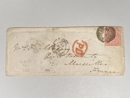 Grossbritannien 1853, 4d pink, London nach Marseille