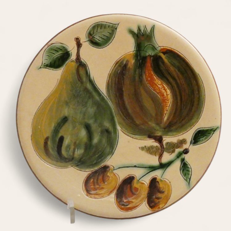 Ancienne Coupe en Faïence Décor Poissons de Style Puigdemont - Vintage