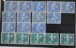 Schweizer Briefmarken Lot Helvetia 5 Rp & 10 Rp gestempelt