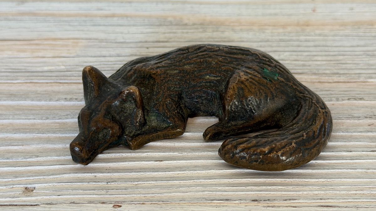 Statuette: Fuchs Figur Bronze liegend antik – Usato da Riedholz venduto da Frettchen63