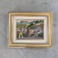 E.M. Blanc Naive Schweizer Bauernmalerei „Alpleben“, 1976