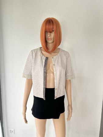 Liu Jo Damen Strickjacke Grösse 44 Kurzarm beige pink