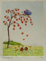 Orig. Aquarell zur Verlobung