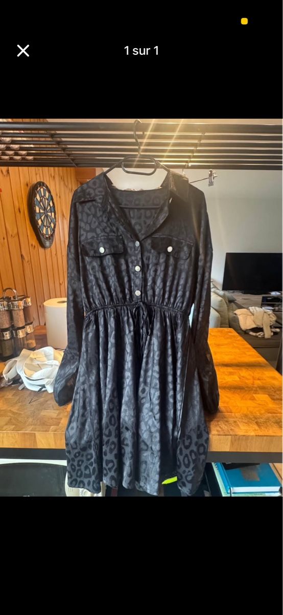 Kleider: Robe noire imprimé léopard – Gebraucht aus Hérémence von aya_z9gs