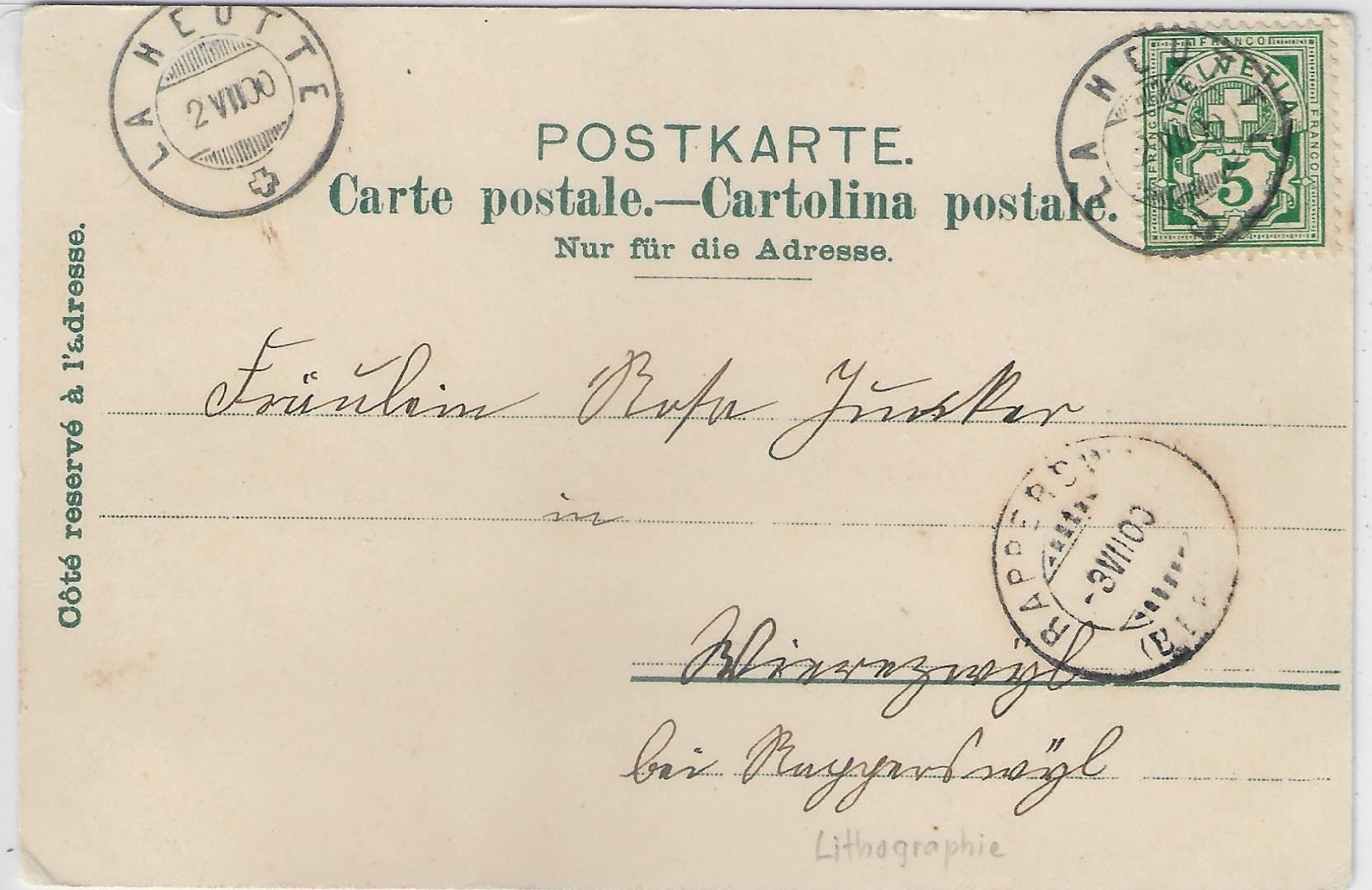 Cartoline postali: Souvenir du La Heutte, Reuchenette – Usato da Ettingen venduto da Kartenplanet 1
