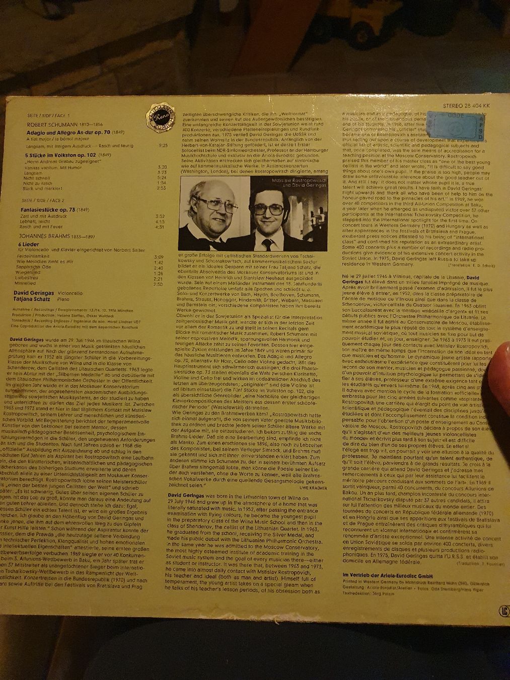Dischi in vinile: Klassische Schallplatte: David Geringas - Cellomusik  – Usato da Grandval venduto da JeroenK 1