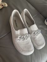 Helvesko Loafers Damen silber Kettendekor Grösse 39
