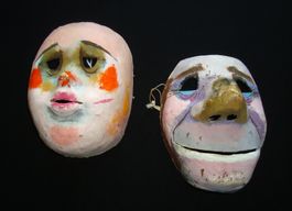 2 antike Künstlermasken von F. Kalt 1957