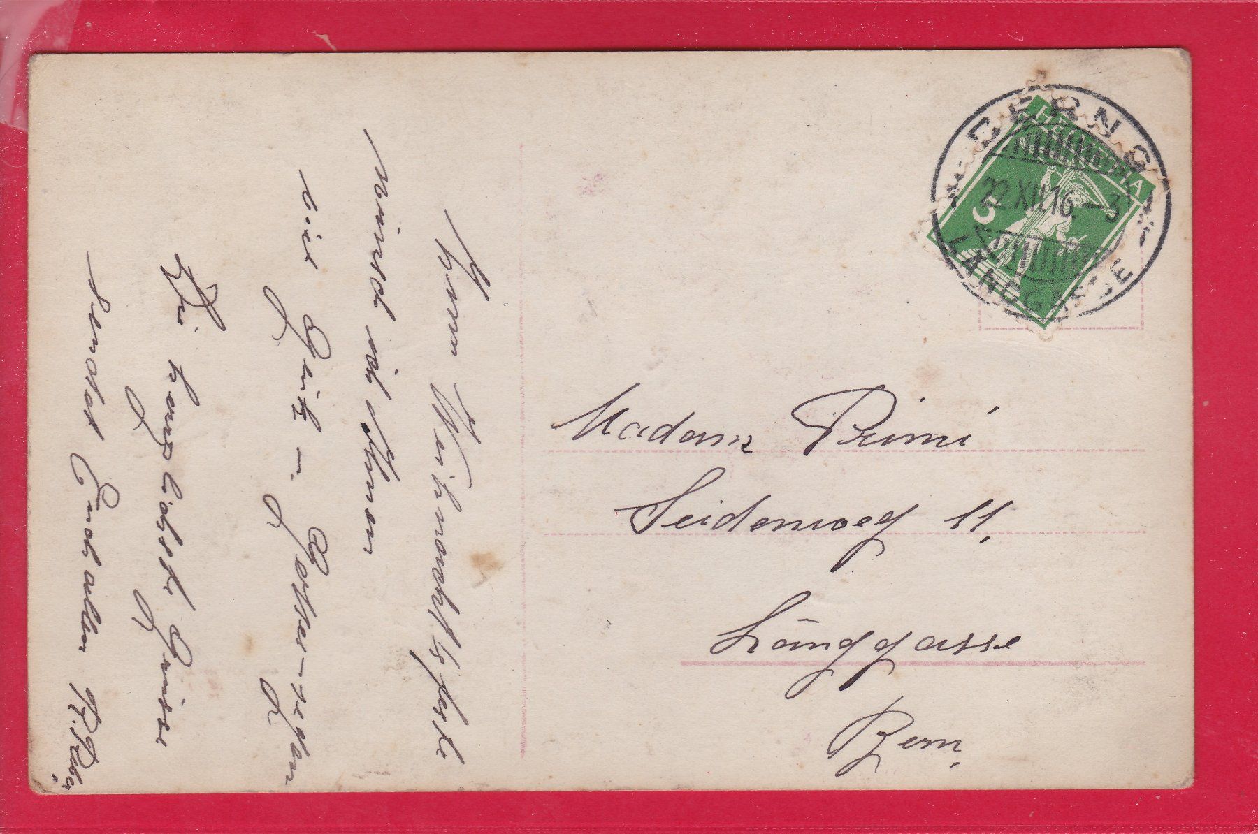 Cartoline postali: GESEGNETE WEIHNACHTEN, 22.12.1916 – Usato da Oberrieden venduto da Gebirgsstelze 1