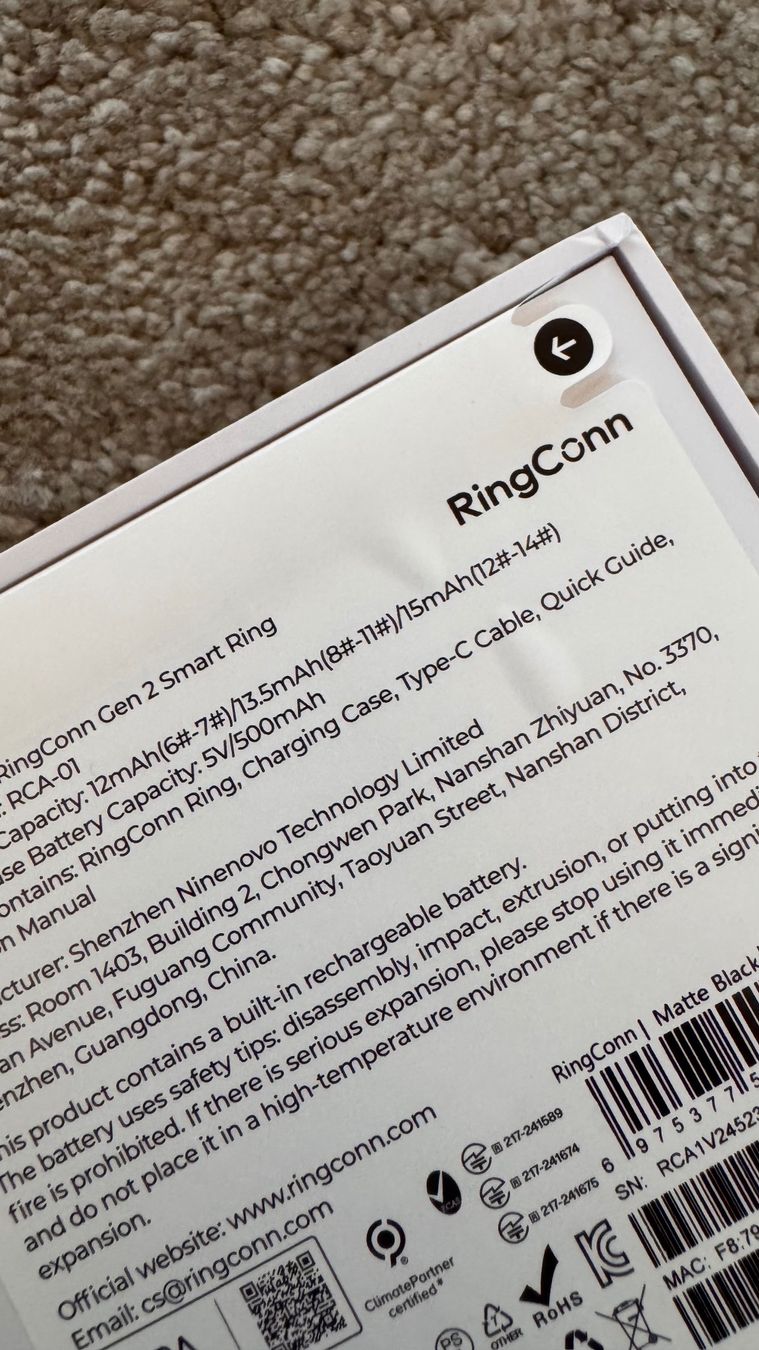 Ringe: RingConn Gen 2 matte Black/size 08 – Neu und originalverpackt aus Bettlach von Crita 1