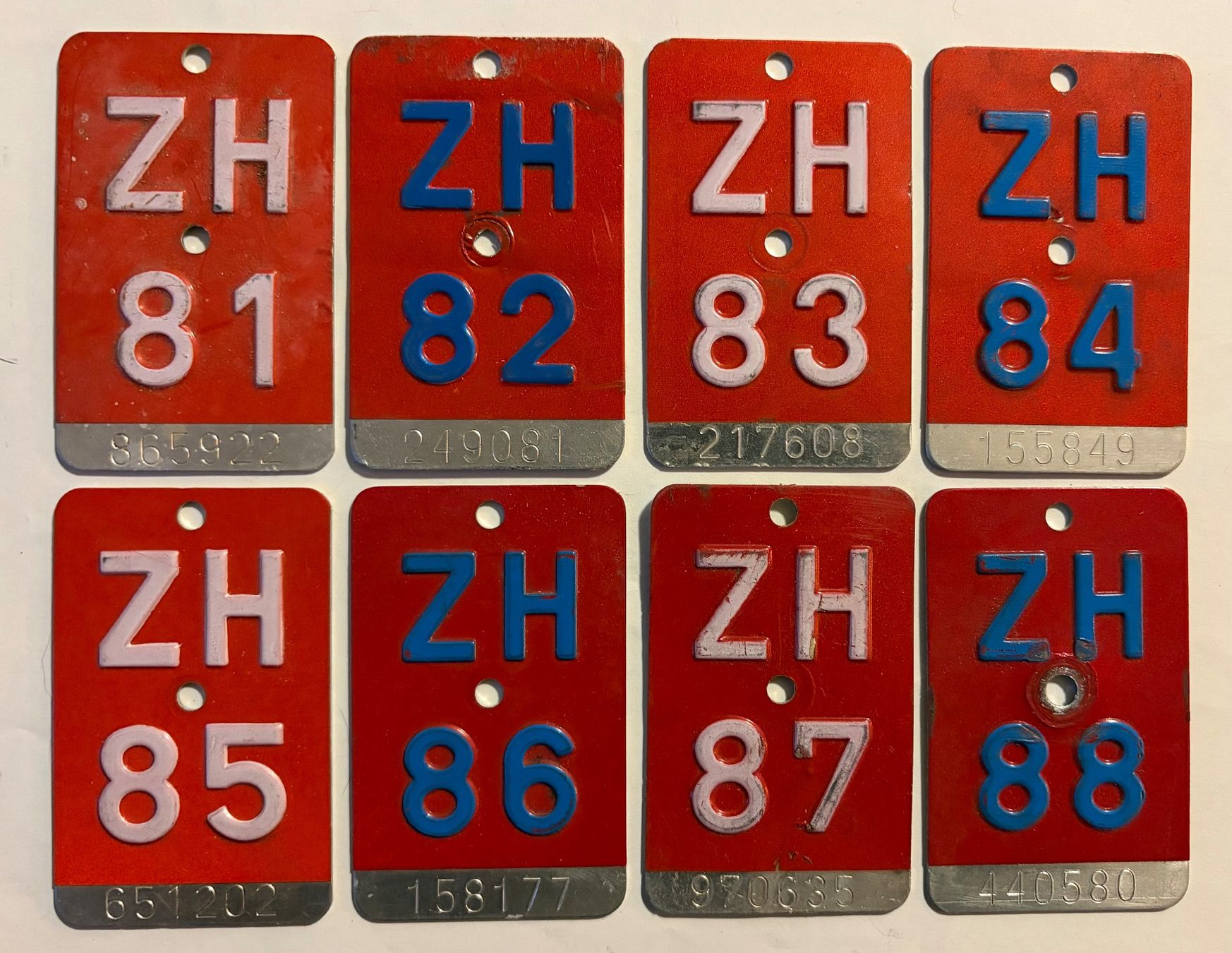 Schilder: Verschiedene Kantonen,Velonummer 1981-1988 – Gebraucht aus Zäziwil von Emlea 4