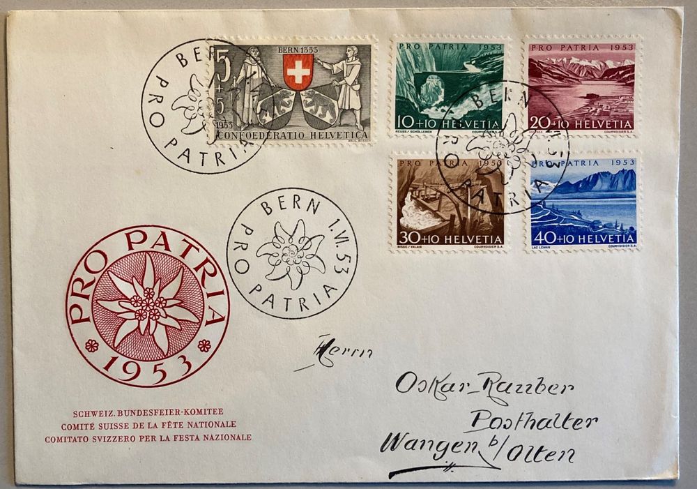 FDC Pro Patria 1953 ET BERN Illustriert, SBK 75 Fr. | Kaufen Auf Ricardo