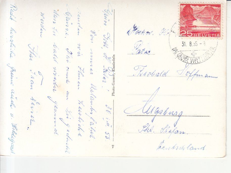 Cartoline postali: Einsiedeln 1955 – Usato da Bürglen TG venduto da StampGraf 1