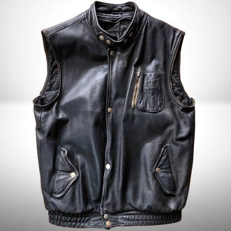 🕶️ Cooles Vintage Ledergilet Gr. 52 – Lässig & Attraktiv 🖤